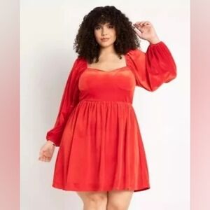 Red stretchy velvet Eloquii mini dress 18w